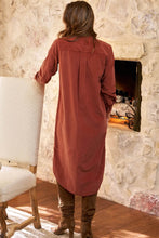 Load image into Gallery viewer, Clay Long Sleeve Button Down Corduroy Midi Length One Piece Dress