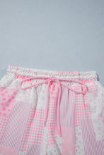 Load image into Gallery viewer, Light Pink Patchwork Floral Print Drop Shoulder Baggy Pullover Drawstring Shorts Set