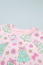 Load image into Gallery viewer, Pink Floral Print Lace Trim Long Sleeve Skirt Set