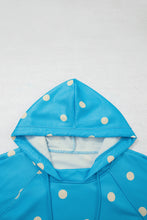 Load image into Gallery viewer, Blue Polka Dot Hooded Drawstring Long Sleeve Plus Size Set