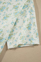 Load image into Gallery viewer, Sky Blue Floral Print Short Sleeve Elastic Waist Pocket Two Piece Set