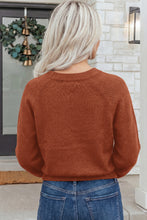 Load image into Gallery viewer, Coffee Ribbed Knit Round Neck Short Sleeve Sweater