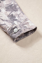 Load image into Gallery viewer, Gray Abstract Camo Print Colorblock Collar Oversized Shift Silhouette Denim Jacket