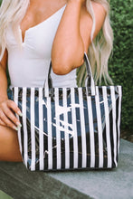Load image into Gallery viewer, Rainbow Glossy Striped Vinyl Large Tote Bag