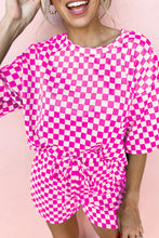 Load image into Gallery viewer, Black Checkered Top and Short Casual 2pcs Set