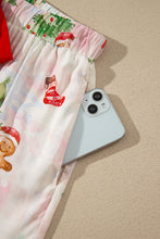 Load image into Gallery viewer, Pink Abstract Christmas Print Long Sleeve Two Piece Shift Lounge Set
