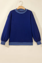 Load image into Gallery viewer, Dark Blue Colorblock Polka Dot Contrast Trim Oversized Sweatshirt