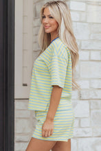Load image into Gallery viewer, Rose Stripe Drop Shoulder Boxy Casual Terry Short Set
