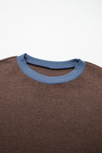Load image into Gallery viewer, Dark Brown Long Sleeve Round Neck Patchwork Colorblock Plus Size Set