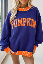 Load image into Gallery viewer, Fiery Red Polka Dot Letter Print Contrast Trim Mock Neck Sweatshirt