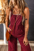 Load image into Gallery viewer, Brown Solid Color Corduroy Wide Leg Bib Overalls