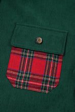 Load image into Gallery viewer, Blackish Green Plaid Pocket Button Long Sleeve Shift Shacket