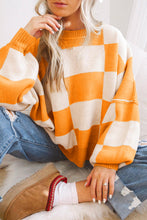 Load image into Gallery viewer, Black Checkered Bishop Sleeve Sweater