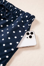 Load image into Gallery viewer, Red Polka Dot Drawstring Wide Leg Long Sleeve Top Pant Set