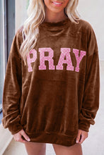 Load image into Gallery viewer, Burgundy Christmas Velvet Graphic Print Long Sleeve Sweatshirt