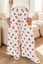 Load image into Gallery viewer, Brown Polka Dot Wide Leg Elastic Waist Casual Pants