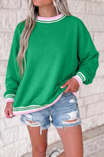 Load image into Gallery viewer, Racing Red Contrast Striped Trim Baggy Pullover Sweatshirt