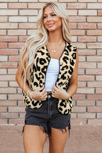 Load image into Gallery viewer, Chestnut Leopard Print Sherpa Vest Coat