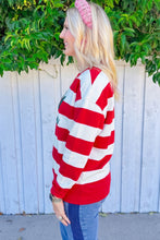 Load image into Gallery viewer, Red Stripe holly jolly Letter Embroidered Pullover Sweatshirt