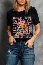 Load image into Gallery viewer, Black Always Keep Growing Butterfly Flower Crewneck Graphic Tee
