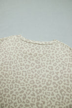 Load image into Gallery viewer, Pink Leopard Print Varsity Striped Detail 3/4 Sleeve Top Shift Pant Set