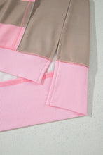 Load image into Gallery viewer, Pink Stripe Striped Colorblock Patch Pocket Split Hem Oversized Long Sleeve Sweatshirt