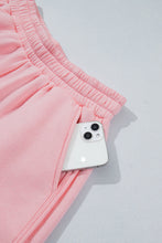 Load image into Gallery viewer, Light Pink High Neck Exposed Seam Drop Shoulder Baggy Pullover Short Set