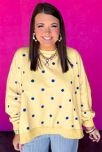 Load image into Gallery viewer, Beige Round Neck Long Sleeve Polka Dot Plus Size Top
