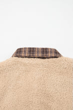 Load image into Gallery viewer, Light French Beige Plaid Collar Button Front Fleece Pullover Sweatshirt