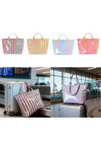 Load image into Gallery viewer, Rainbow Glossy Striped Vinyl Large Tote Bag