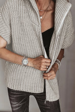 Load image into Gallery viewer, Jet Stream Solid Color Short Sleeve Zipper Knit High Neck Sweater