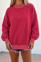Load image into Gallery viewer, Tillandsia Purple Colorblock Polka Dot Contrast Trim Oversized Sweatshirt