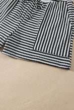 Load image into Gallery viewer, Brown Stripe Textured Knit Long Sleeve Top Elastic Waist Shorts Casual Outfit