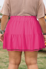 Load image into Gallery viewer, Navy Blue Plus Size Frilled Elastic Waist Lace Trim Boho Ruffled Shorts