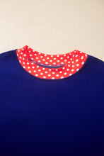 Load image into Gallery viewer, Red Colorblock Polka Dot Contrast Trim Oversized Sweatshirt