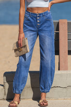 Load image into Gallery viewer, Blue 4 Buttons Front Tapered Casual Loose Fit Jeans
