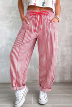 Load image into Gallery viewer, Red Stripe Drawstring Casual Loose Pants