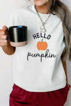 Load image into Gallery viewer, White Embroidered Pumpkin Slogan Short Sleeve T-Shirt