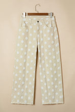 Load image into Gallery viewer, Sky Blue Polka Dot Print Raw Hem Shift Jeans