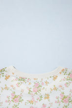 Load image into Gallery viewer, Beige Floral Print Long Sleeve Shift Top Pocketed Shorts 2pcs Set