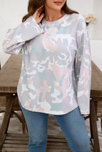 Load image into Gallery viewer, Green Plus Size Camouflage Print Drop Shoulder Loose Pullover Top