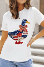 Load image into Gallery viewer, White Patriotic Patchwork Print Duck Graphic Tee