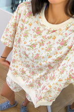 Load image into Gallery viewer, Sky Blue Floral Print Short Sleeve Elastic Waist Pocket Two Piece Set