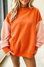 Load image into Gallery viewer, Pink Plaid Sleeve Colorblock Loose Tunic Sweatshirt