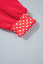 Load image into Gallery viewer, Tomato Red Casual Polka Dot Patchwork Letter Graphic Plus Size Sweatshirt