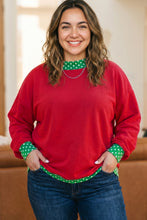 Load image into Gallery viewer, Orange Polka Dot Patchwork Round Neck Plus Size Sweatshirt