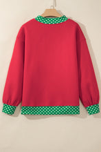 Load image into Gallery viewer, Red Colorblock Polka Dot Contrast Trim Oversized Sweatshirt