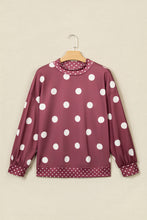 Load image into Gallery viewer, Pink Polka Dot Print Contrast Detail Oversized Tunic Sweatshirt
