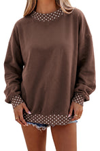 Load image into Gallery viewer, Red Colorblock Polka Dot Contrast Trim Oversized Sweatshirt