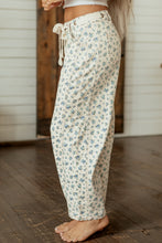 Load image into Gallery viewer, Beige Grommet Knot Waist Floral Barrel Leg Jeans